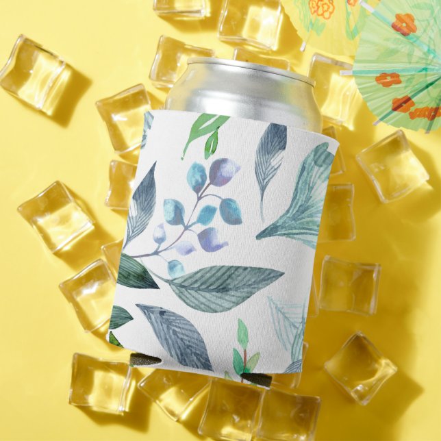 Watercolor fallen leaves 11 can cooler (In Situ Summer)