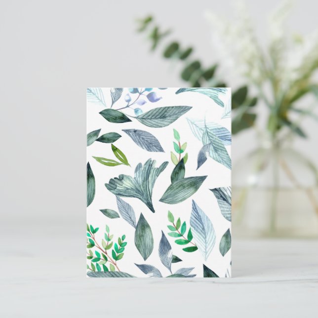 Watercolor fallen leaves 11 holiday postcard (Standing Front)