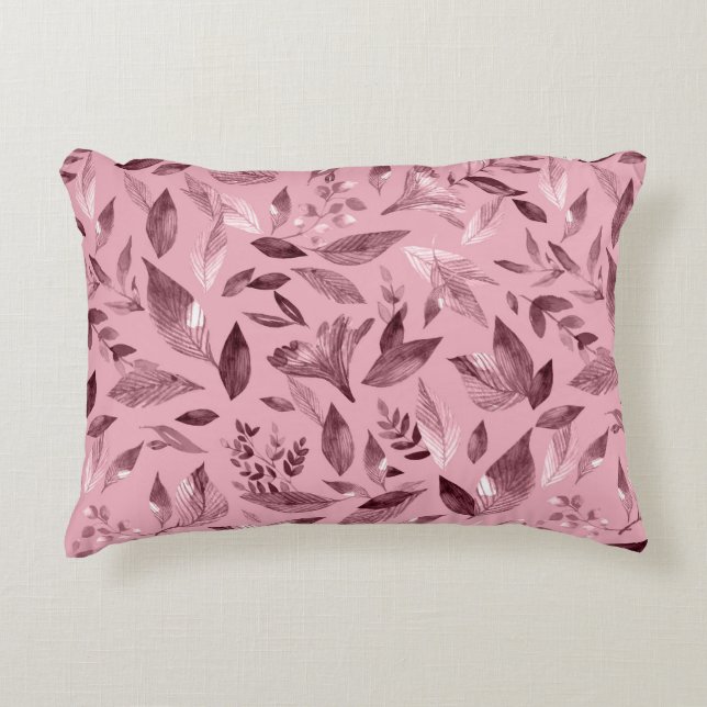 Watercolor fallen leaves 3 accent pillow (Front)