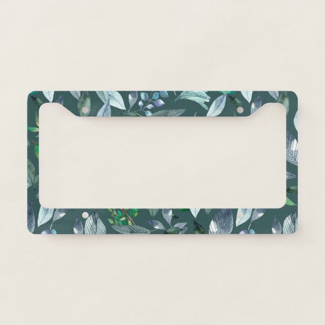 Watercolor fallen leaves 5 license plate frame (Front)