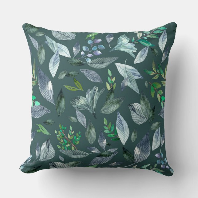 Watercolor fallen leaves 5 throw pillow (Front)