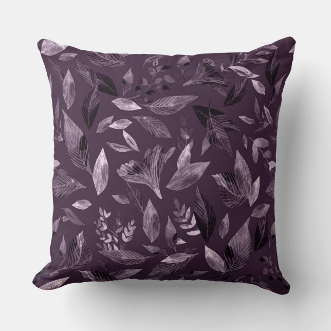 Watercolor fallen leaves 7 throw pillow (Front)
