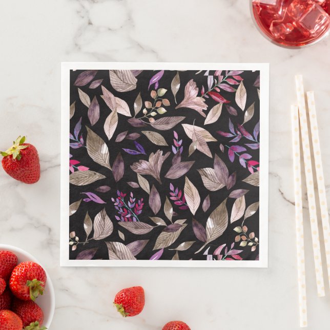 Watercolor fallen leaves paper dinner napkins (Insitu)