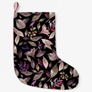 Watercolor fallen leaves small christmas stocking