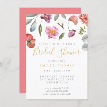 Watercolor Falling Flowers Bridal Shower Invitation by Vineyard at Zazzle