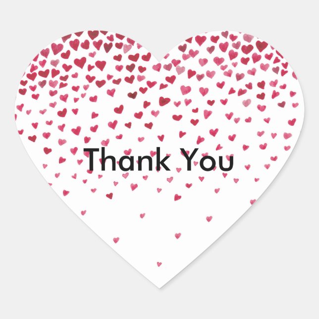 Watercolor Falling Hearts Heart Sticker (Front)