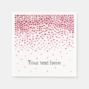 Watercolor Falling Hearts Paper Napkins