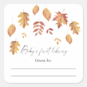 Watercolor falling leaves - Baby Shower bookplate