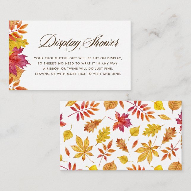 Watercolor Falling Leaves Garland Display Shower Enclosure Card (Front/Back)