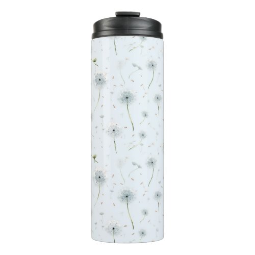 Watercolor Falling White Dandelion Thermal Tumbler