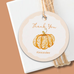 Watercolor Falll Pumpkin Thank You Favor Tags