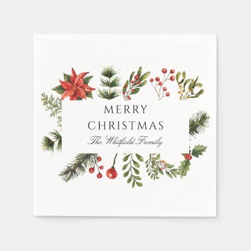 Watercolor Family Christmas Paper Napkins