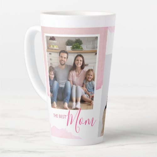 Watercolor Family Photo Collage Mothers Day Coffe Latte Mug