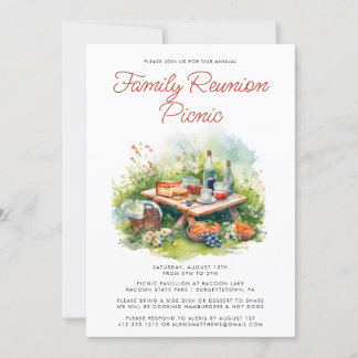 Watercolor Family Reunion Picnic Invitation