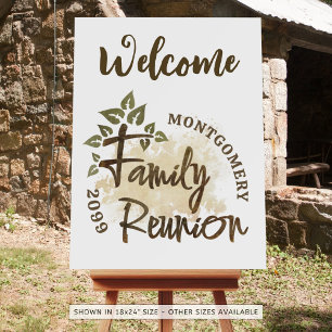 Watercolor Family Reunion Script Tree Name Welcome Foam Board