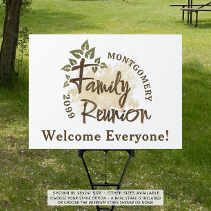 Watercolor Family Reunion Script Tree Name Welcome Sign