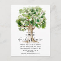 Watercolor Family Tree Family Reunion QR Invite