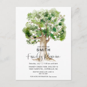 Watercolor Family Tree Family Reunion QR Invite