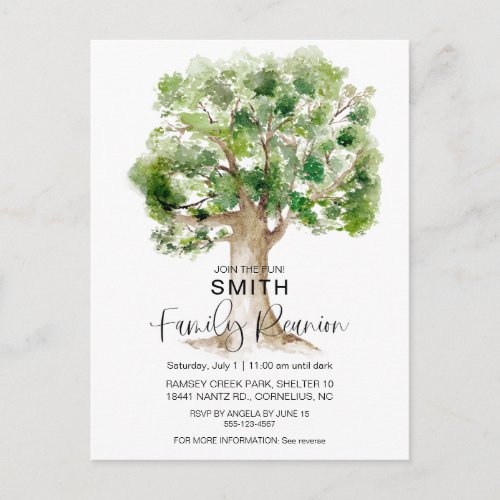 Watercolor Family Tree Family Reunion QR Invite