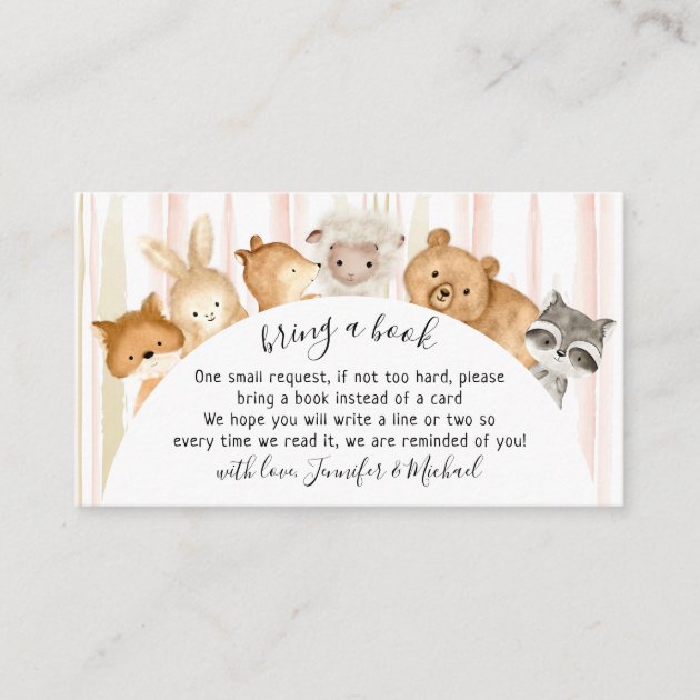 Watercolor Famous Forest Baby Animals Bring a Book Enclosure Card