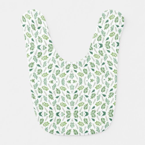 watercolor fancy leaves on the white background baby bib