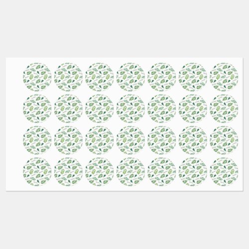watercolor fancy leaves on the white background kids labels