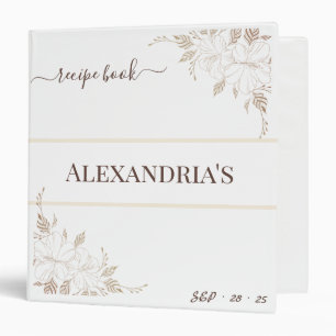 Watercolor Fancy Lines Shower Recipe 3 Ring Binder