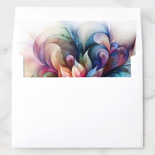 Watercolor Fantasy Abstract Modern Fractal Flower Envelope Liner