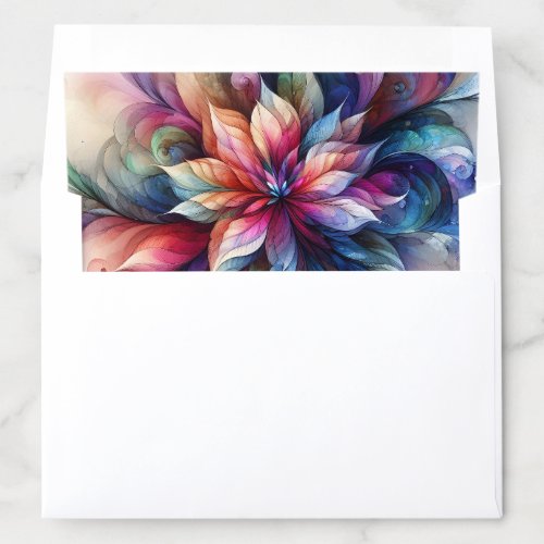 Watercolor Fantasy Abstract Modern Fractal Flower Envelope Liner