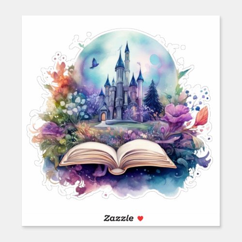 Watercolor Fantasy Book Sticker