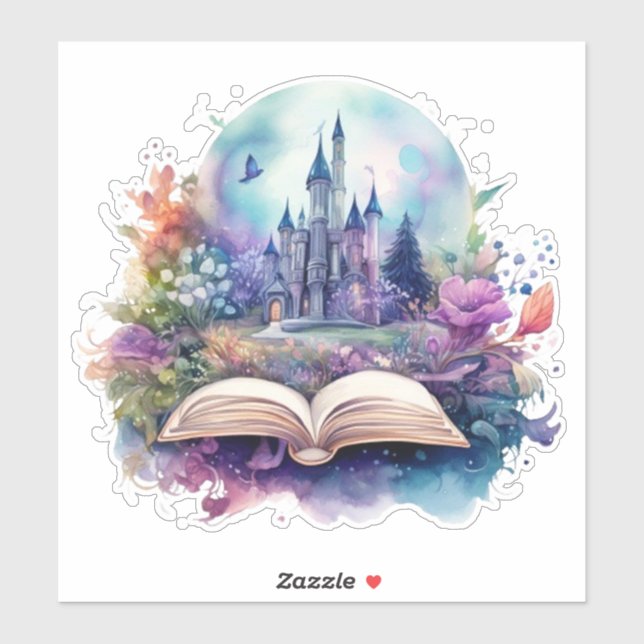 Watercolor Fantasy Book Sticker (Sheet)