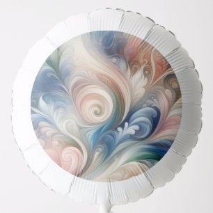 Watercolor Fantasy Floral Pastel Blue & Cream Balloon