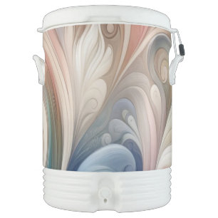 Watercolor Fantasy Floral Pastel Blue & Cream Beverage Cooler