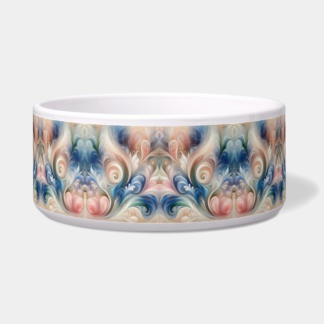 Watercolor Fantasy Floral Pastel Blue & Cream  Bowl (Front)