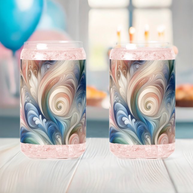 Watercolor Fantasy Floral Pastel Blue & Cream Can Glass (Insitu (Baby Shower))