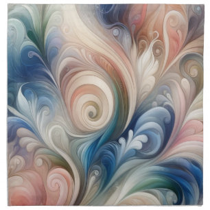 Watercolor Fantasy Floral Pastel Blue & Cream  Cloth Napkin