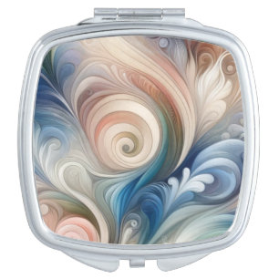 Watercolor Fantasy Floral Pastel Blue & Cream Compact Mirror
