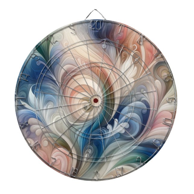 Watercolor Fantasy Floral Pastel Blue & Cream  Dart Board (Front)