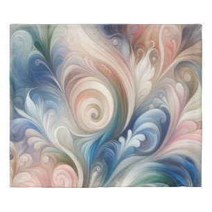 Watercolor Fantasy Floral Pastel Blue & Cream Duvet Cover