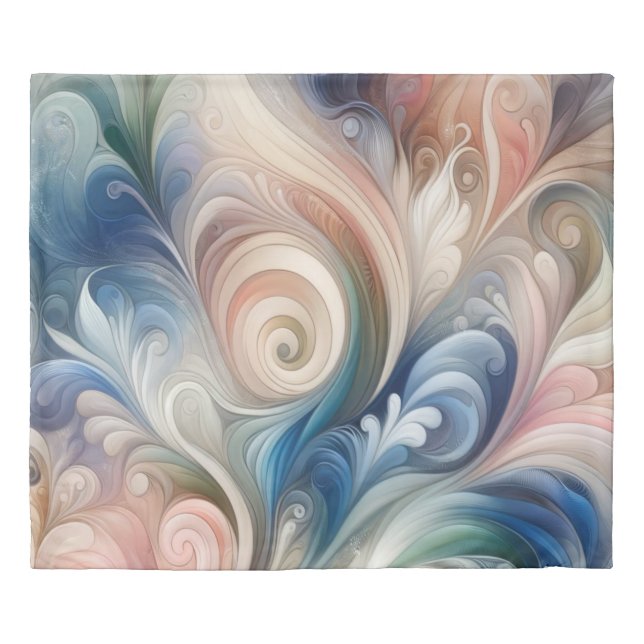 Watercolor Fantasy Floral Pastel Blue & Cream  Duvet Cover (Front)