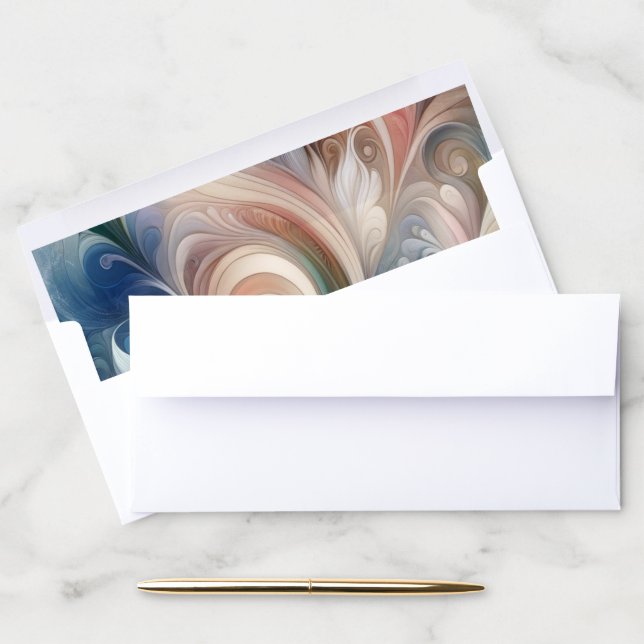 Watercolor Fantasy Floral Pastel Blue & Cream  Envelope Liner (Desk)