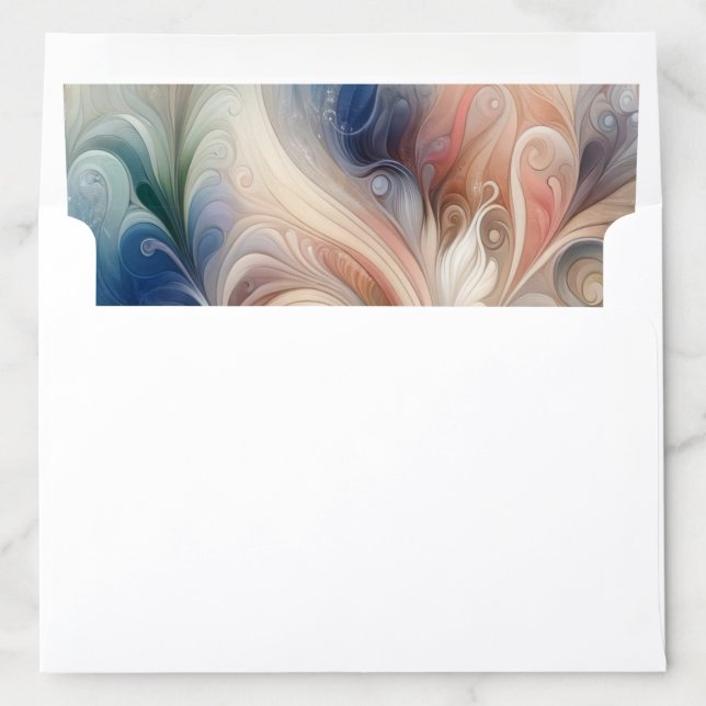 Watercolor Fantasy Floral Pastel Blue & Cream  Envelope Liner (In Envelope)