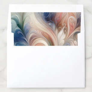 Watercolor Fantasy Floral Pastel Blue & Cream Envelope Liner