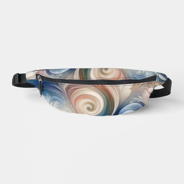 Watercolor Fantasy Floral Pastel Blue & Cream  Fanny Pack (Front)