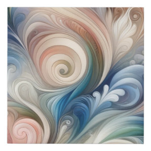 Watercolor Fantasy Floral Pastel Blue & Cream Faux Canvas Print