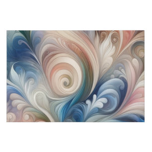 Watercolor Fantasy Floral Pastel Blue & Cream Faux Canvas Print