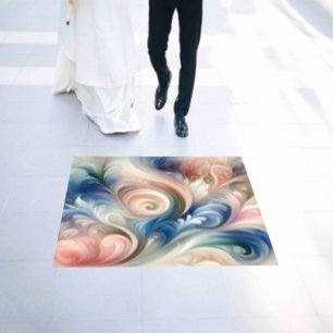 Watercolor Fantasy Floral Pastel Blue & Cream Floor Decals