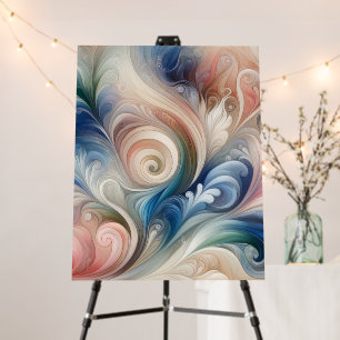 Watercolor Fantasy Floral Pastel Blue & Cream Foam Board