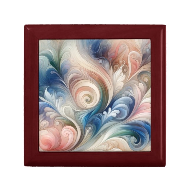 Watercolor Fantasy Floral Pastel Blue & Cream  Gift Box (Front)