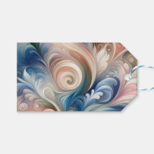 Watercolor Fantasy Floral Pastel Blue & Cream Gift Tags